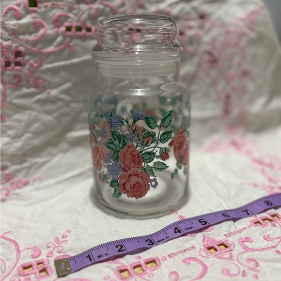 Vintage Floral Glass Storage Jar - Picture 2 of 7
